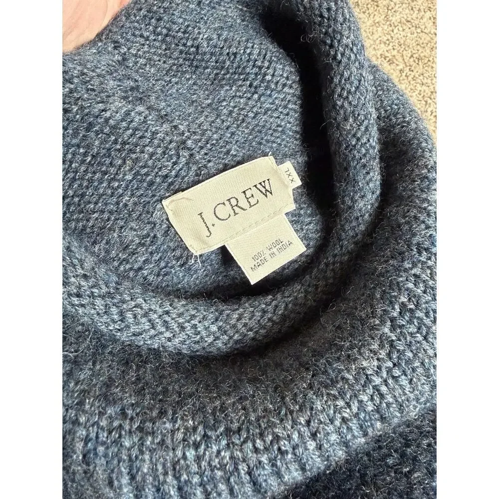 J. CREW Vintage Mens Wool Oarsman Fisherman Knit Sweater Size XXL Blue Gray